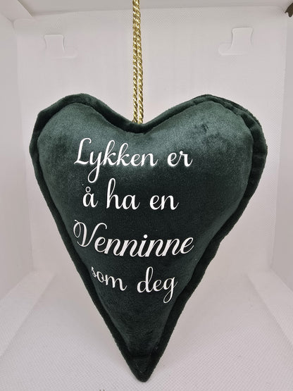 Hjerte i velour med venninne tekst