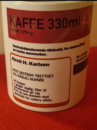 Kaffekopp med "resept"