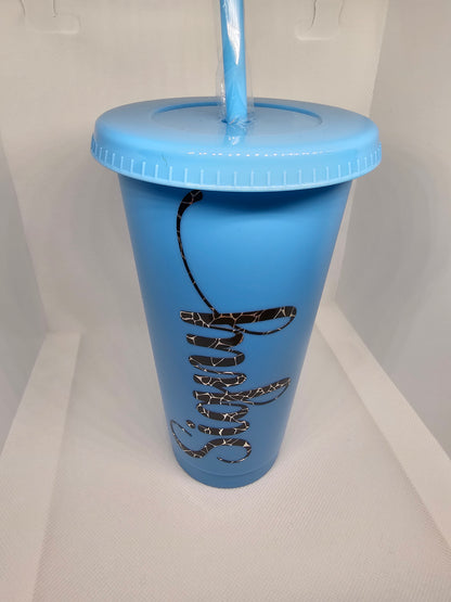 Plastkopp m/lokk & sugerør